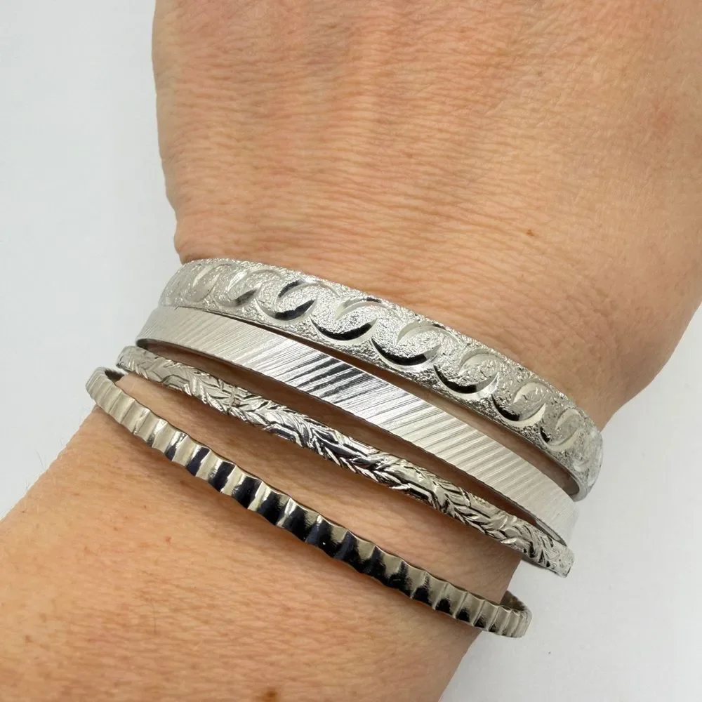 Vintage Monet‎ Silver tone Bangle Bracelet BUNDLE!